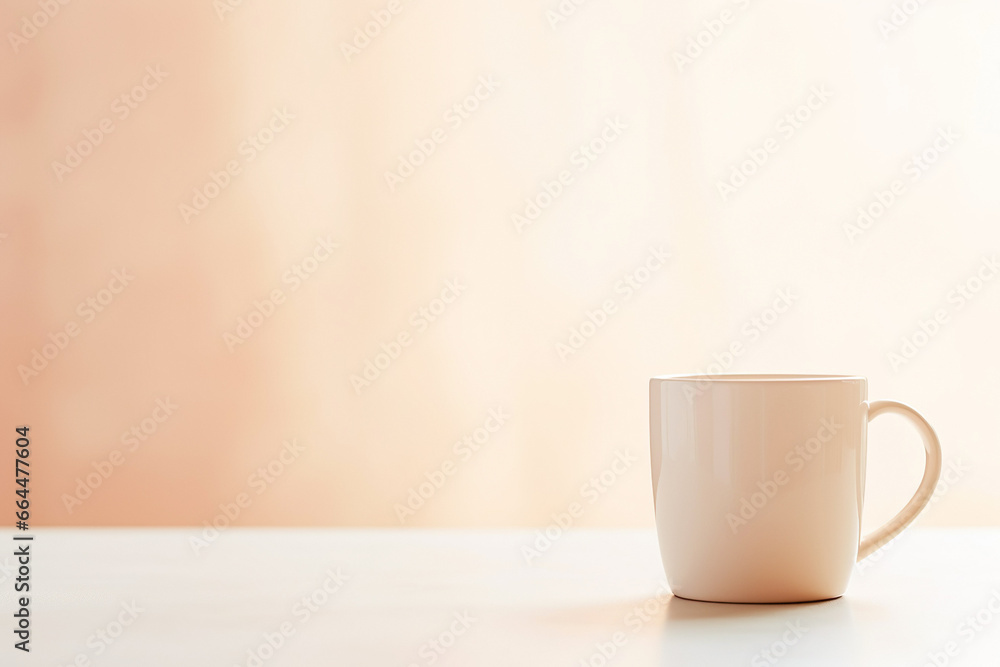 Minimalist and sunny coffee scene with a white cup, creating a warm and elegant morning refreshment. Minimalist and sunny coffee scene with a white cup, creating a warm and elegant morning refreshment.