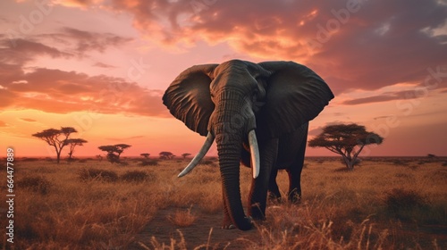 Elephant at dusk in Kenya's national park .