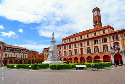Fototapeta Naklejka Na Ścianę i Meble -  View of Aurelio Saffi square in the historic center of the city of Forlì in Emilia Romagna, Italy
