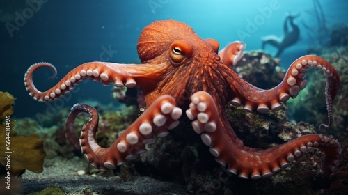 (Octopus vulgaris) Common octopus. animal of the wild.