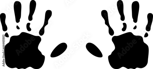 Vector illustration of two handprints on transparent background. Hand print symbol or logo. Vector illustration EPS 10