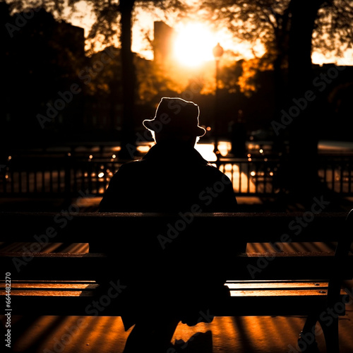 silhouette of a person sitting on a bench