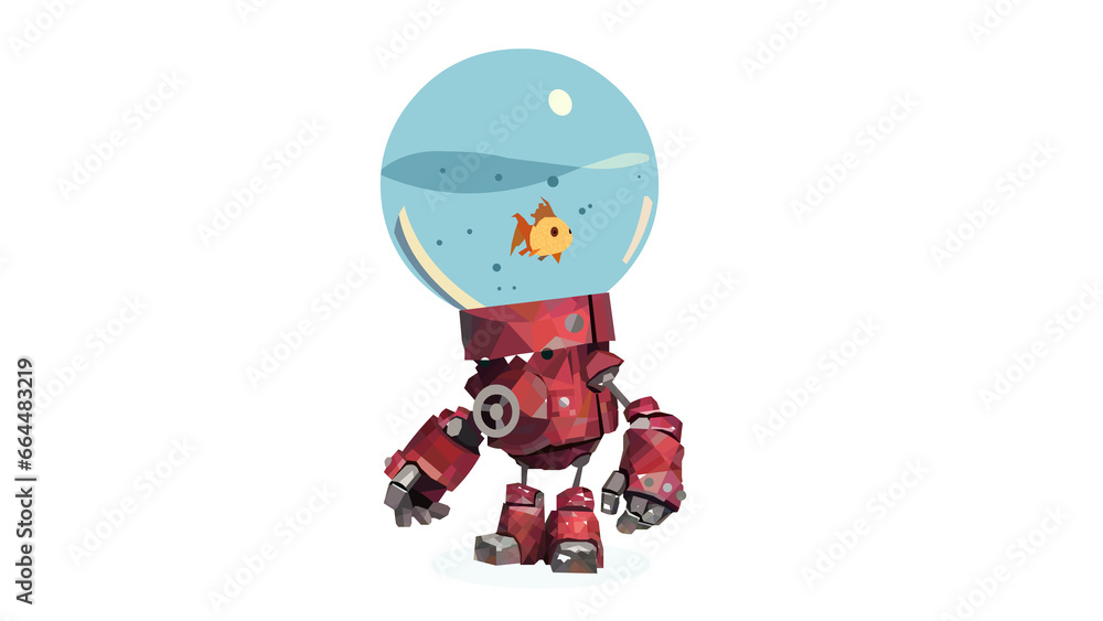 Red robot with heart Red robot with heart