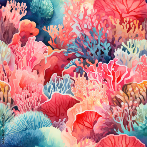 Fototapeta Naklejka Na Ścianę i Meble -  Seamless natural coral reef formation background, seamless pattern
