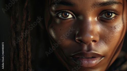 Close-up of an African-American woman with a hair