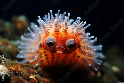Adorable sea cucumber photographed underwater. Generative AI