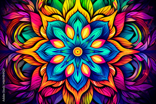 colorful beautiful psychedelic mandala background © oscargutzo