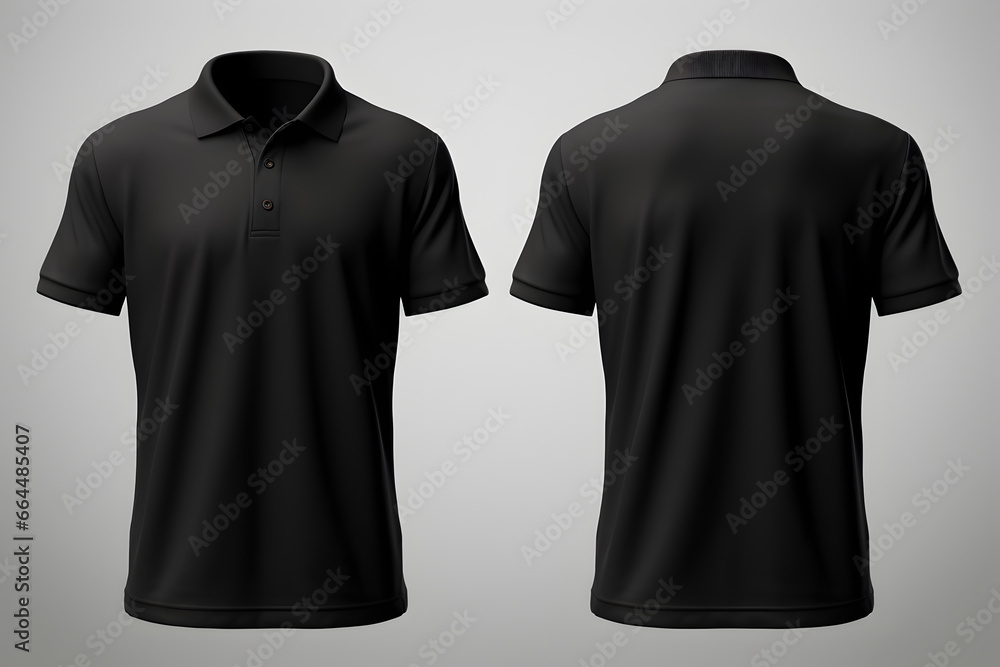 Blank black polo shirt, front and back view for mockup Stock Photo ...