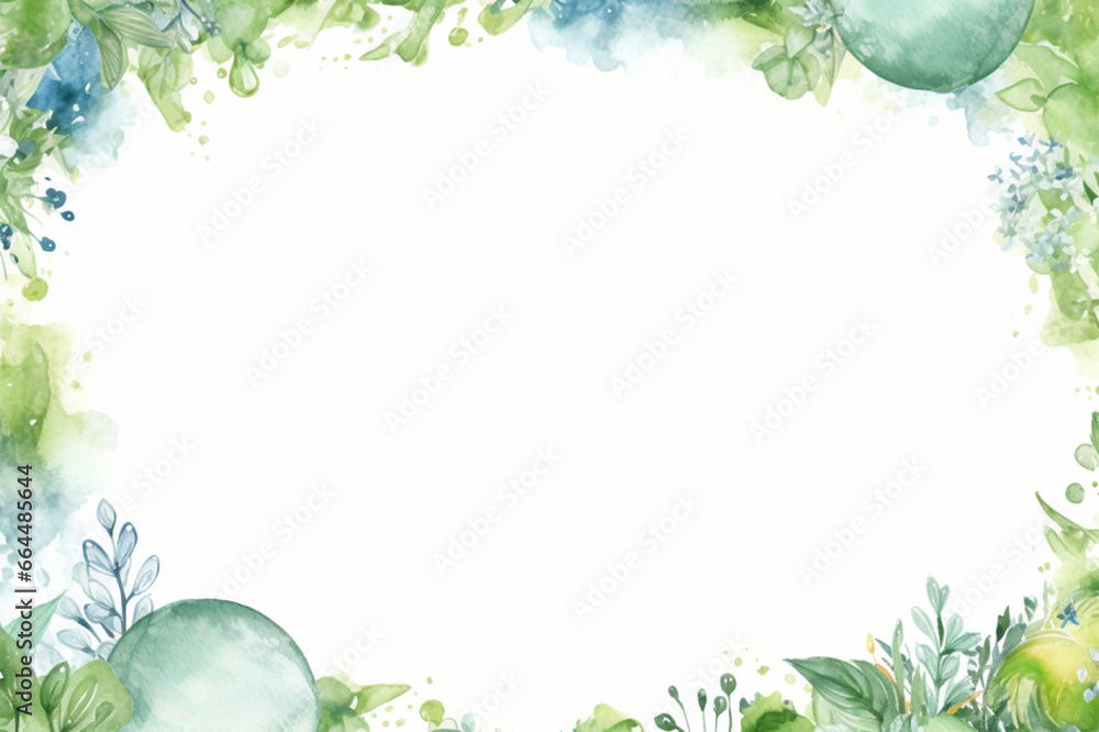 Earth Day card background frame, Watercolor illustration with white part, clipart for greeting cards, save the date, stationery design Earth Day card background frame, Watercolor illustration with white part, clipart for greeting cards, save the date, stationery design