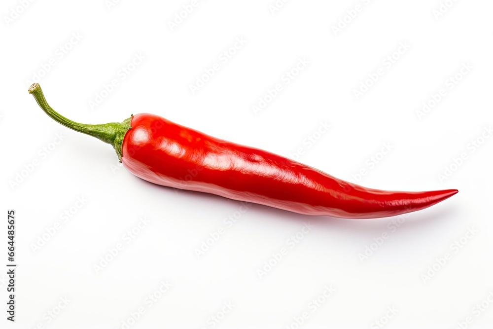 A Red chili pepper is isolated on a white background. A Red chili pepper is isolated on a white background.