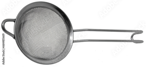 stainless steel kitchen strainer on transparent background