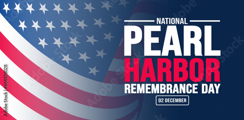 December is National Pearl Harbor Remembrance Day background template. Holiday concept. background, banner, placard, card, and poster design template with text inscription and standard color. vector.