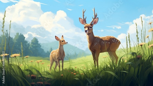 deer in the meadow generated by AI