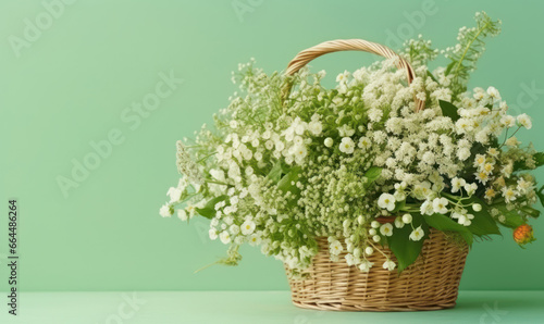 Fresh white floral elegantly displayed in a braided basket.
