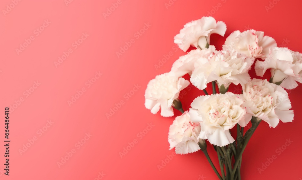 Elegant white and red carnations gracefully arranged. Elegant white and red carnations gracefully arranged.
