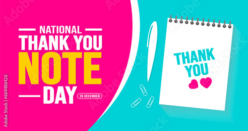 December is National Thank You Note Day background template. Holiday concept. background, banner, placard, card, and poster design template with text inscription and standard color. vector.