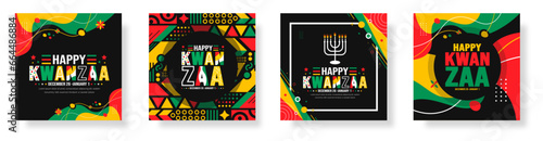 Kwanzaa ‍social media post banner design template set use to background, banner, placard, card, and poster design template with text inscription and standard color. vector.