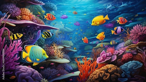 coral reef with fishes generated by AI tool  © Aqsa