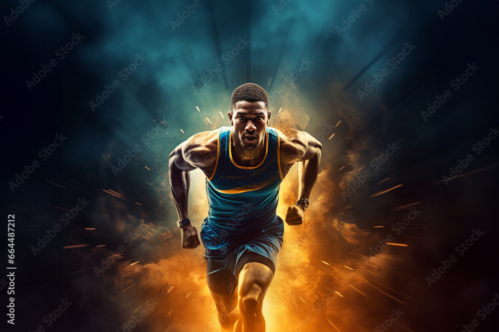 Basketball player demonstrates incredible power and skill, the court ablaze with stunning smoke and lighting effects, showcasing the player's prowess. Generative AI. Basketball player demonstrates incredible power and skill, the court ablaze with stunning smoke and lighting effects, showcasing the player's prowess. Generative AI.