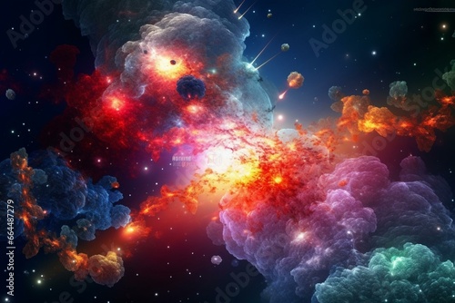 Beautiful cosmic formation with glowing stars and colorful gases. Generative AI