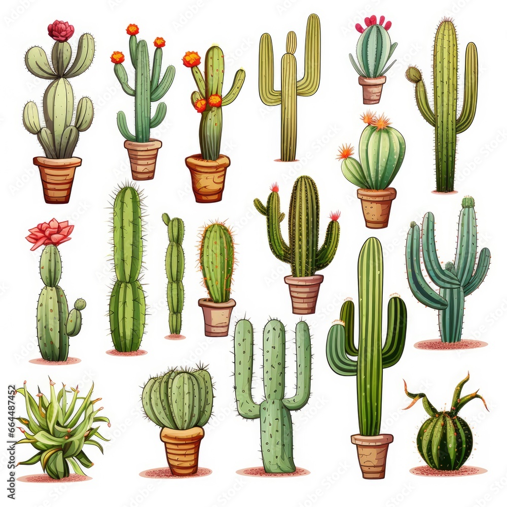The Cactus set on white background. Clipart illustrations. The Cactus set on white background. Clipart illustrations.
