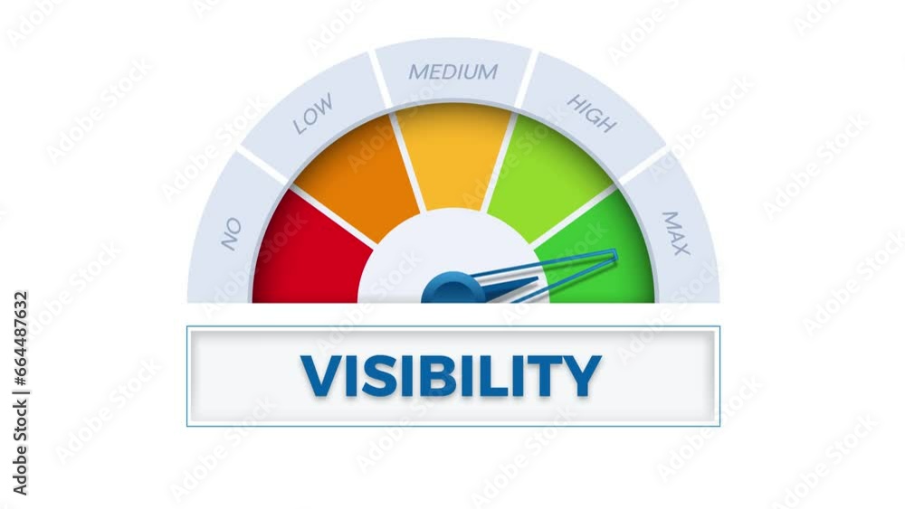 The word Visibility on meter. Speedometer which measures the level of