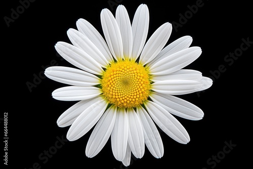 Common daisy isolated on black  background.