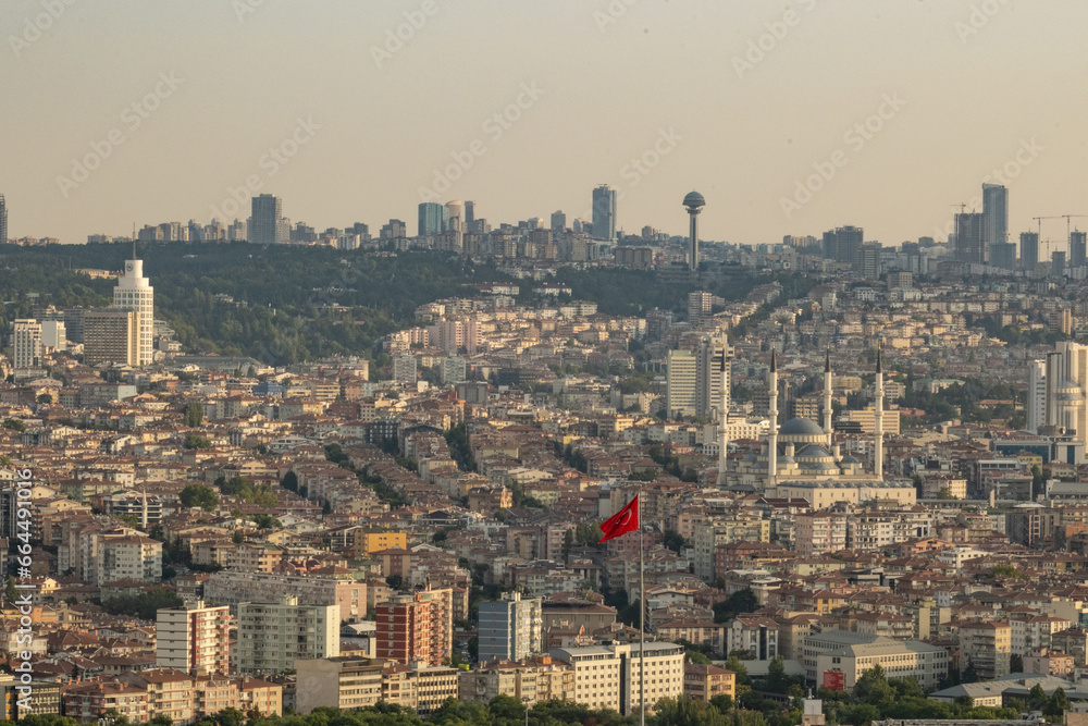 Afternoon view of Ankara city skyline and streets