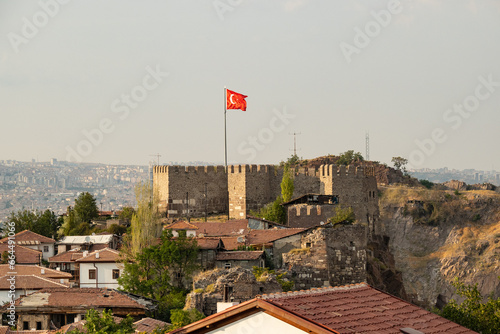 Ankara kalesi fortification in the centre of the capital city in a summer evening