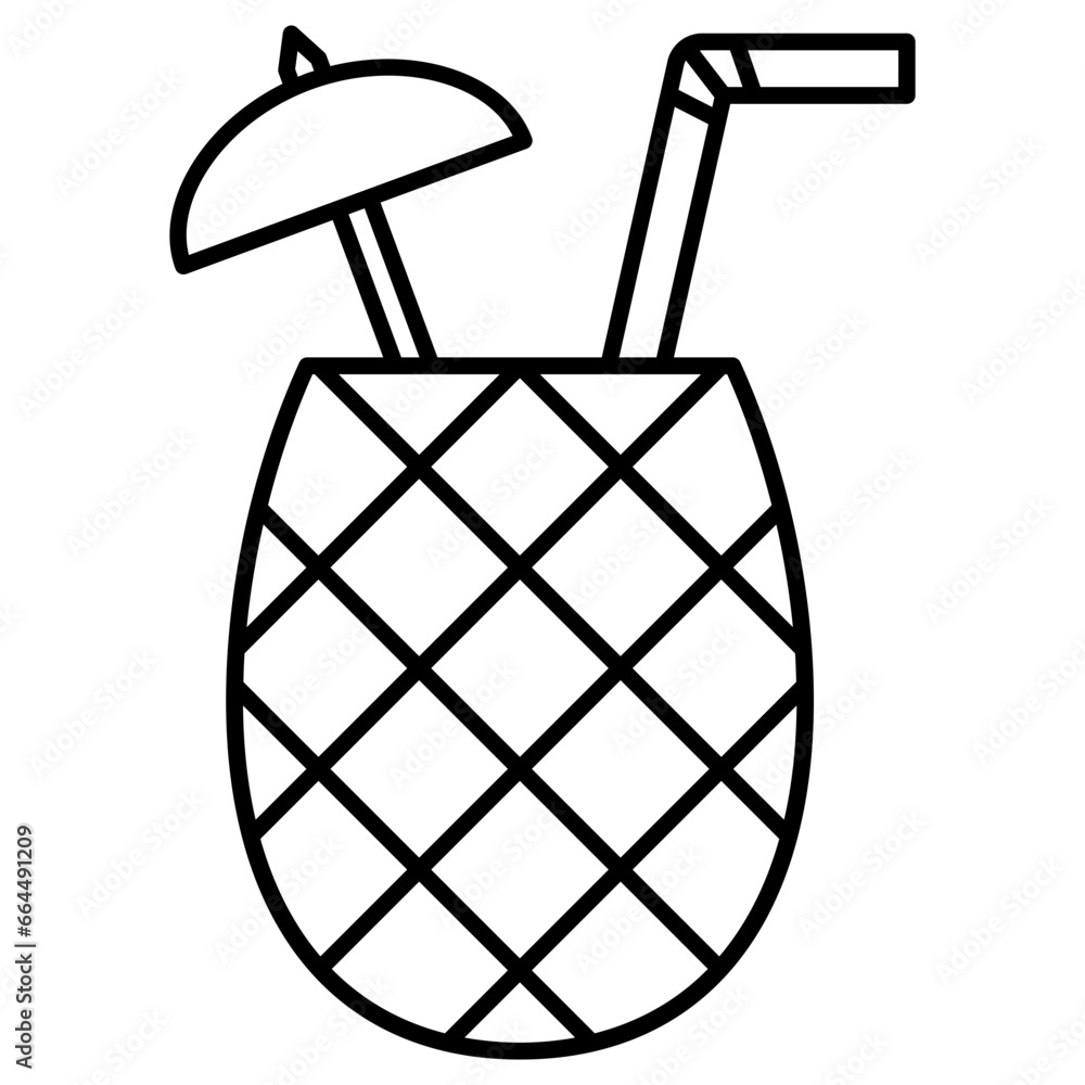 pineapple drink with straw. tropical drink icon pineapple drink with straw. tropical drink icon