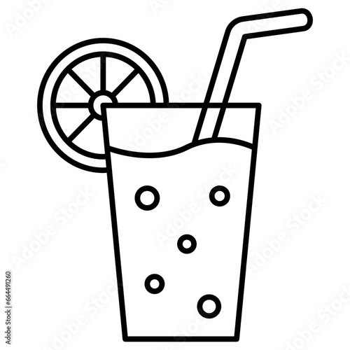 glass of lemonade and slice orange