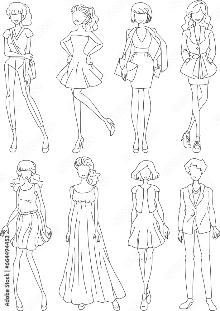 Obraz premium Young girls with different hairstyles, in different looks.