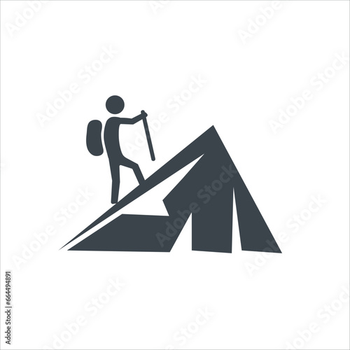 Hiking Mountain icon concept design stock illustration