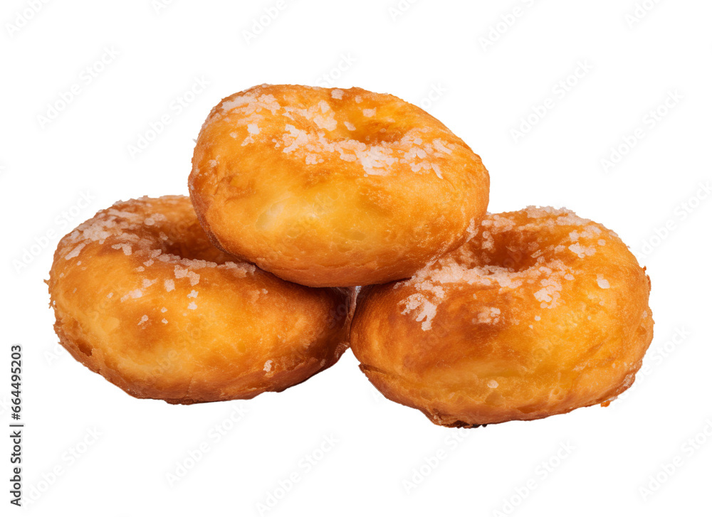 Sugary donuts on transparent background. Generative AI.
