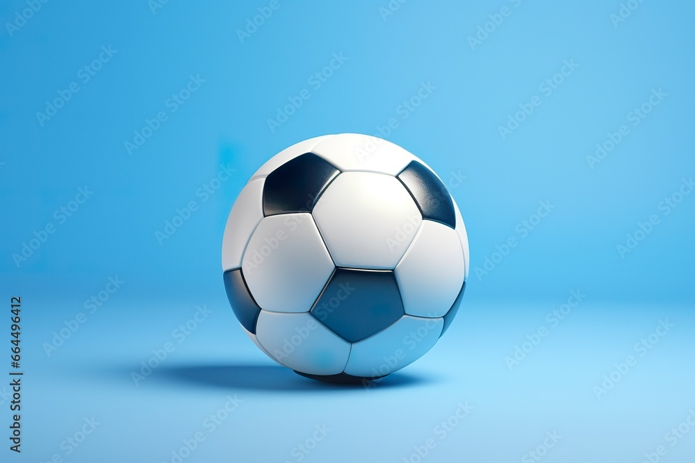 Fototapeta premium soccer ball on light blue background.