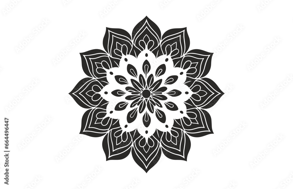 Black and white abstract circular pattern mandala, Mandala Line Drawing Design, Ornamental Mandala with floral patterns, Ornamental luxury mandala pattern