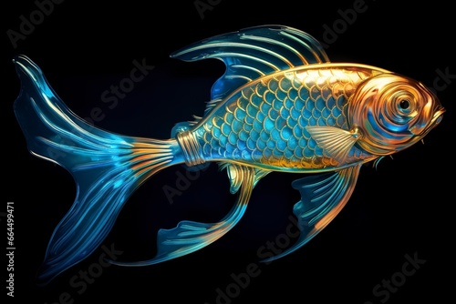 3d rendering. fish on black background.