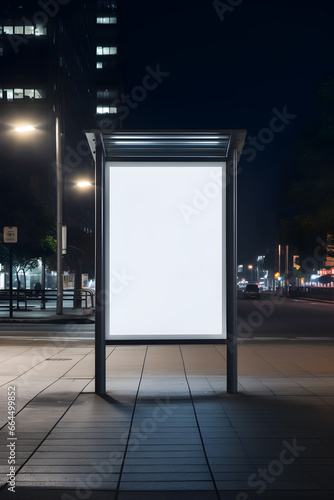 Blank rectangle billboard mockup at night city photo