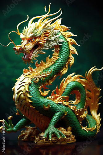 Wallpaper Mural Green Chinese dragon with gold. New Year symbol Torontodigital.ca
