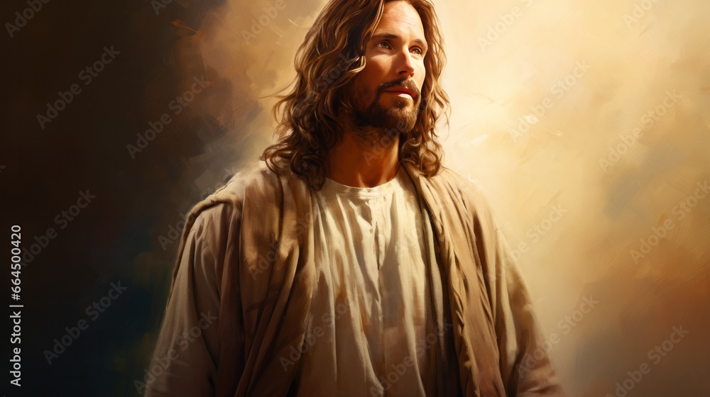 Portrait of Jesus Christ. Concept of Christianity and belief in God Portrait of Jesus Christ. Concept of Christianity and belief in God