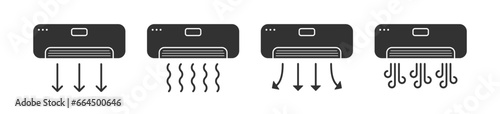 Air conditioner icon. Conditioning symbol. Climate system signs. Office fan symbols. Home temperature icons. Black color. Vector sign.