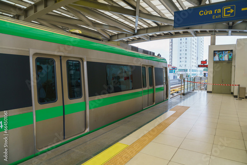 Elevated electric train route Cat Linh - Ha Dong station in Hanoi, Vietnam