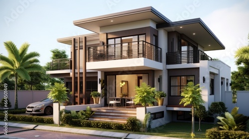Beautiful house model, one and a half floors, modern, 3 bedrooms, 2 bedrooms, complete with functions. © panu101
