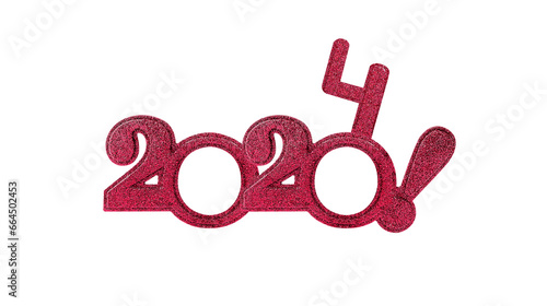 2024 numbers isolated. Two thousand twenty-four New Year Holiday glasses in the form of figures two thousand twenty first on a white background. photo