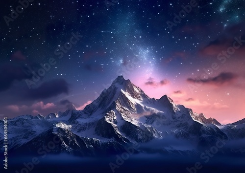 The milky rising in the night sky over the mountains, landscapes.