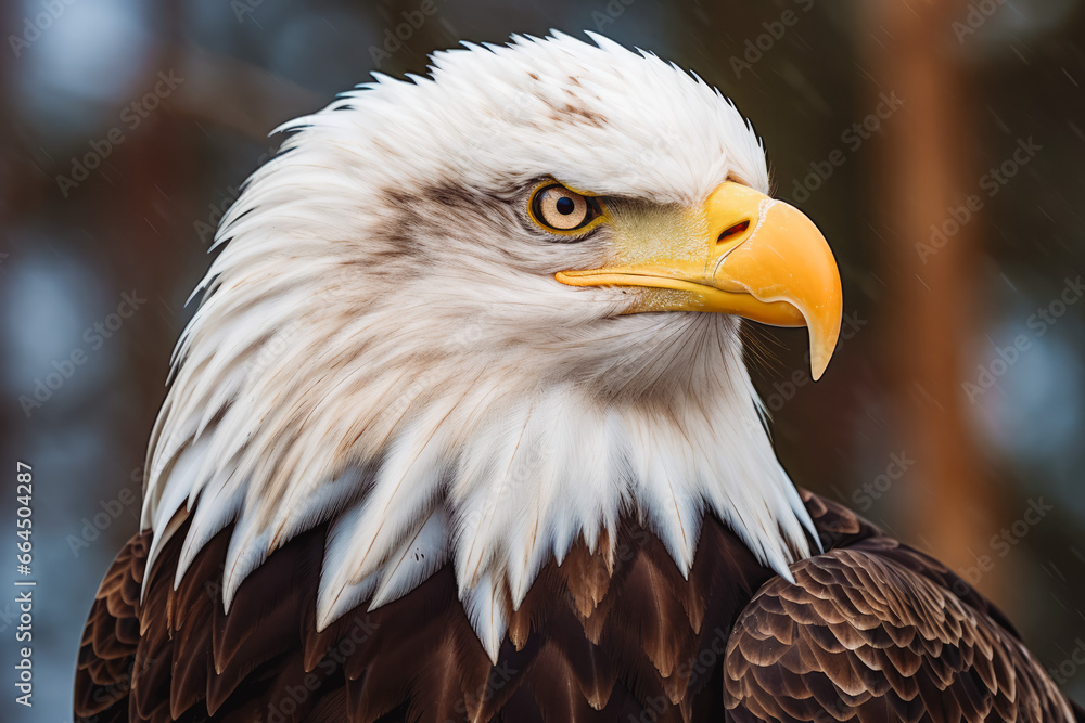 Obraz premium Bald eagle. American symbol eagle in wild. Predator bird bald eagle. Proud and majestic eagle in nature.