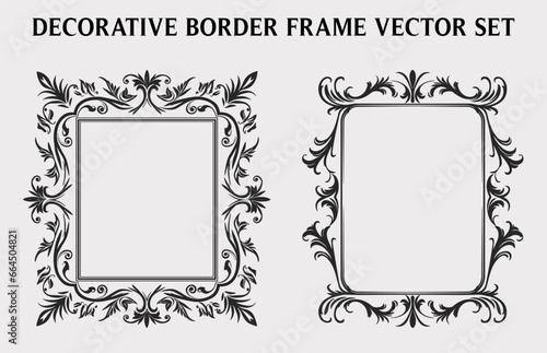 Vintage Decorative Ornamental Rectangle frame vector Set, Retro vector ornamental borders, and filigree floral ornaments