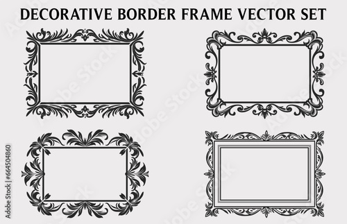 Vintage Decorative Ornamental Rectangle frame vector Set, Retro vector ornamental borders, and filigree floral ornaments