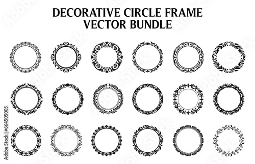 Vintage Decorative Ornamental Circle frame vector Set, Round vector ornamental Frame, and filigree floral ornaments