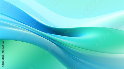 A gradient bold and vivid blue color to light mint green background with many digital wavy white lines. © Aisyaqilumar